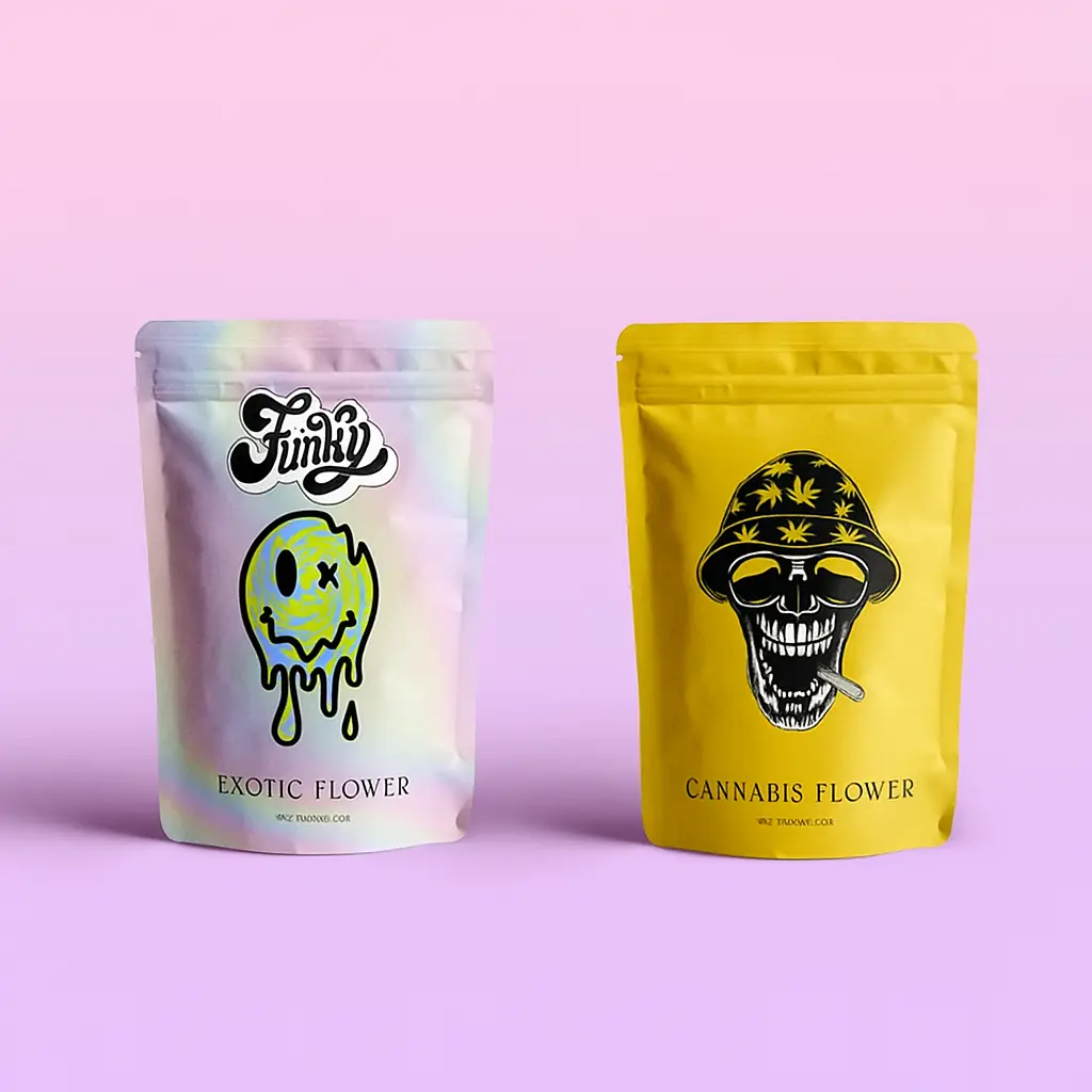 colorful mylar bags cannabis packaging
