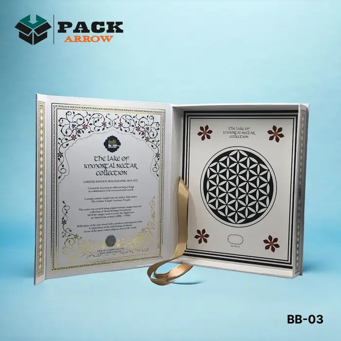 BB-03 – Premium Book Style Rigid Box Packaging – Elegant Gift Design by Pack Arrow