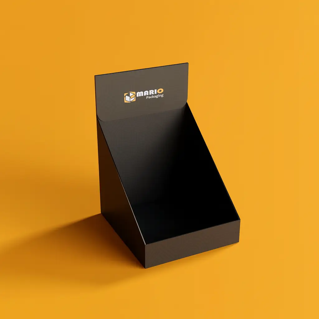 Custom retail display box for countertop product presentation by Mario Packaging