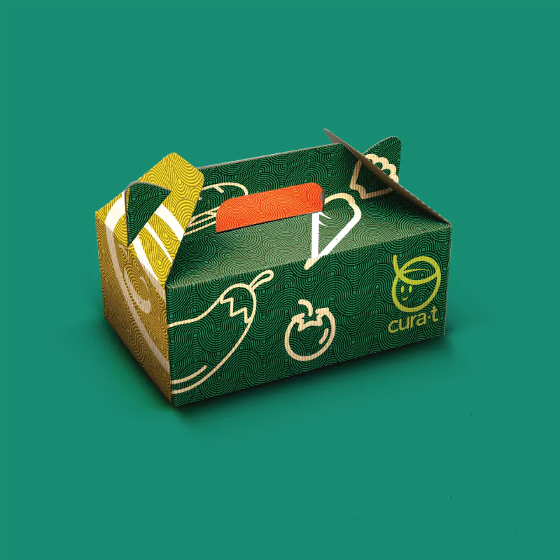 Custom gable boxes with handle for retail, gift, and takeout packaging